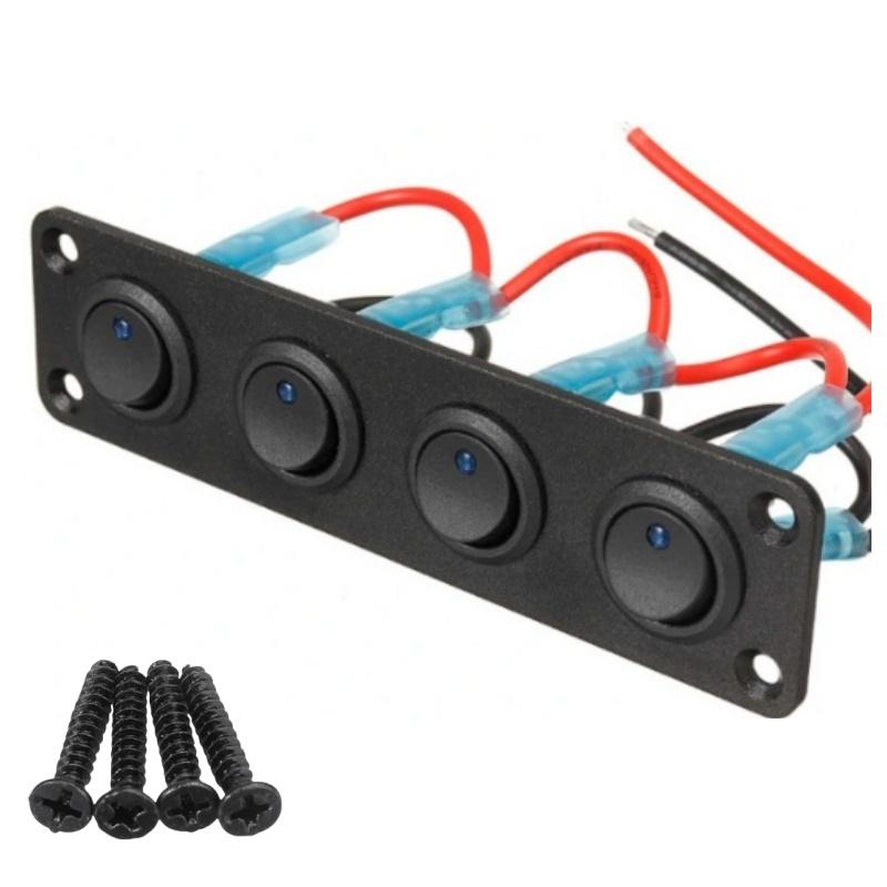 12 В 1-4 Gang Универсальный тумблер Панель USB Автомобиль Лодка Морской Автофургон Грузовик Синий светодиод Стильные аксессуары Морской кулисный переключатель