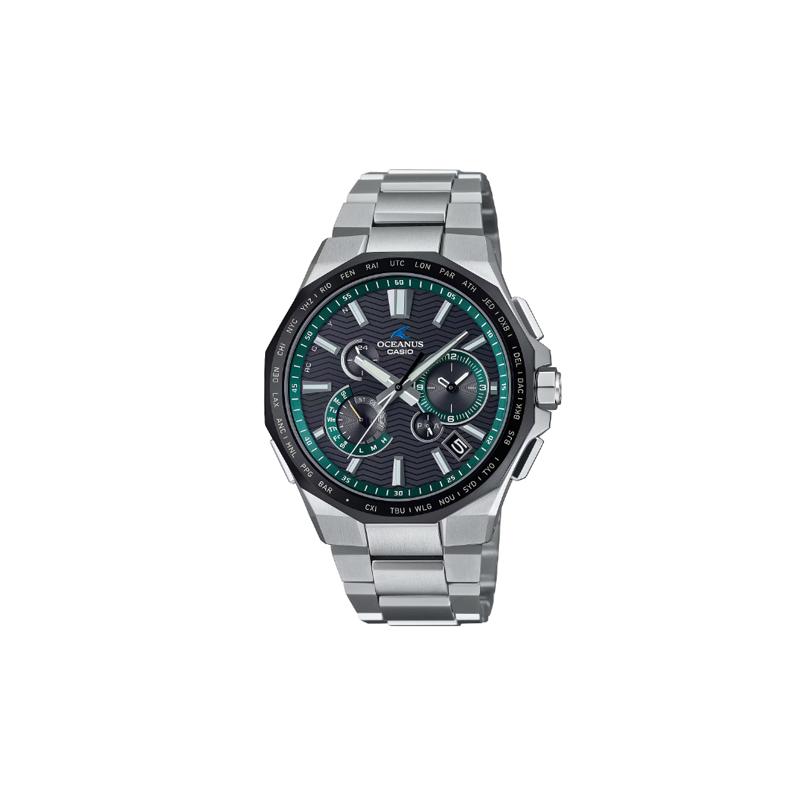 CASIO OCEANUS series-Poseidon 6000 series 100 meters waterproof solar power Quartz titanium strap same style for men and women gray dial OCW-T6000A-1A
