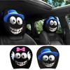 2PCS Funny Cartoon Eyes Headrest Covers, Car Front Seat Head Rest Decor Pillow for SUV Truck MPV RV, Auto Interior Accessories