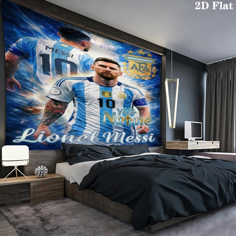 Messi Custom Name Wall Tapestry Aesthetic Wall Hanging Printed Fabric Blanket Decorative Tapestries For Bedroom Living Room Home Decor