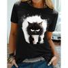 Women's T Shirt Tee Cat Daily Weekend Black 3D Print Short Sleeve Funny Round Neck T-Shirts