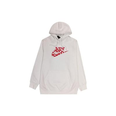Nike Сплошной цвет логотипа с капюшоном на флисовой подкладке теплый пуловер с длинными рукавами женские топы белые CU4528-100