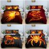 3D Flaming Animal Pattern Duvet Cover Luxury Bedding Set Fire Dragon And Horse Bedclothes Bedroom Decor Home Textile