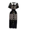 Doll Collar Cut Out Lace Dress Elegant Short Sleeve