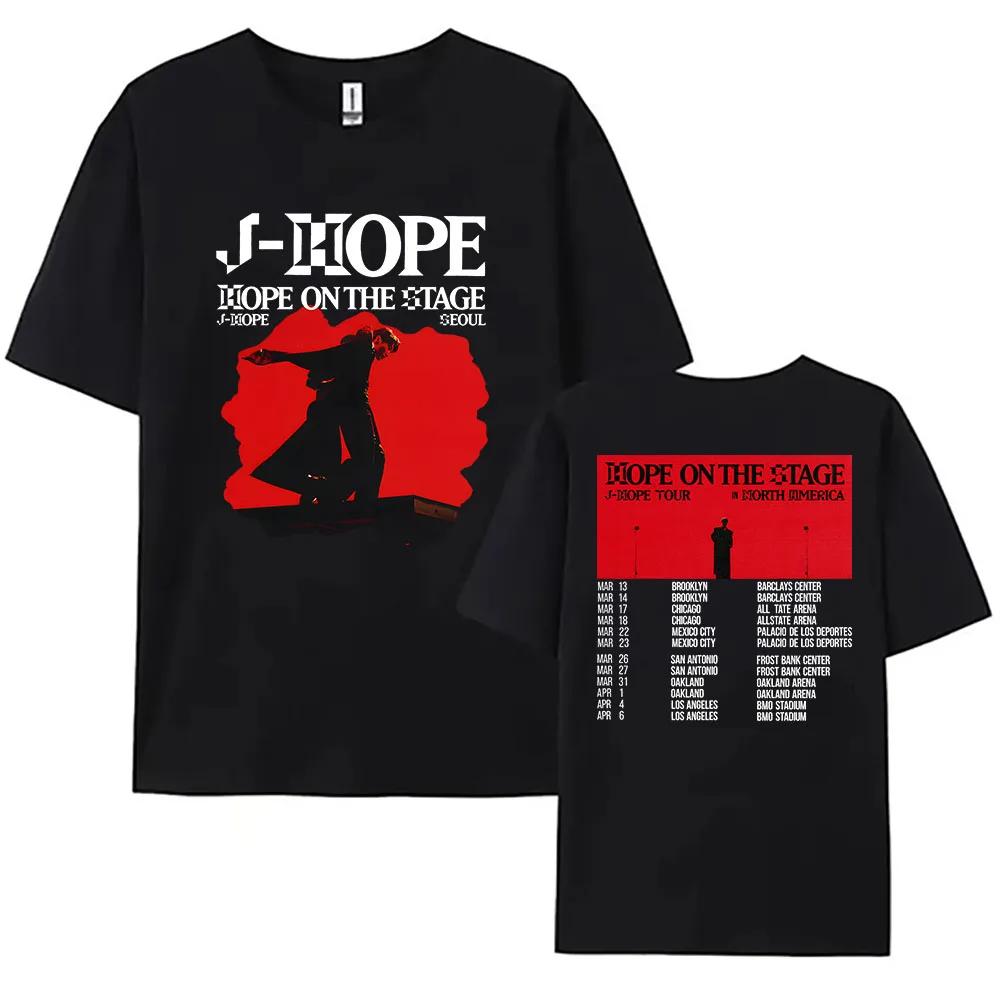 Женская футболка Kpop J-Hope Hope World Tour 2025 Футболка Унисекс Повседневный топ Летняя футболка с круглым вырезом Свободная футболка с коротким рукавом Уличная одежда