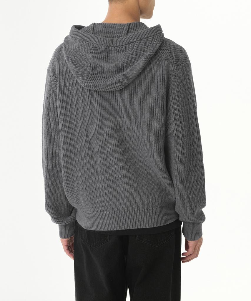 MUSINSA STANDARD Ribbed Knit Hooded Zip-Up [Gray]