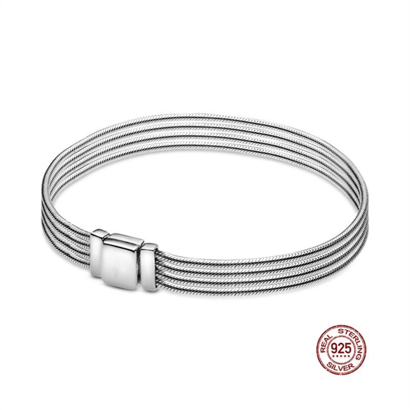 New 925 Sterling Silver Snake Chain Bracelet For Women Infinite Knot Daisy Flower Clasp Femme Bracelet Bangles Women Jewelry