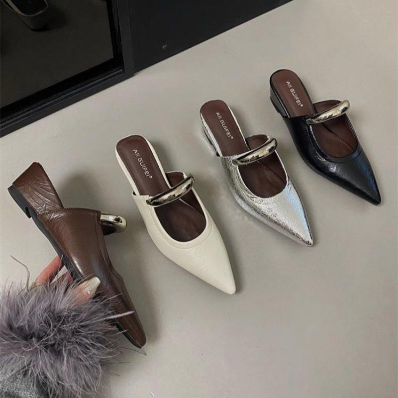 Pointed Toe Women's Slippers Summer Fashion Shallow Mouth Women's Mules Comfortable Wear Outside Ladies One Word Drag