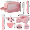 Косметический набор, набор туалетных принадлежностей, большой вместительный набор туалетных принадлежностей, ручной массажер для лица, фланелевая повязка на голову с бантом для ухода за кожей, в комплект входит полный набор для изготовления маски
