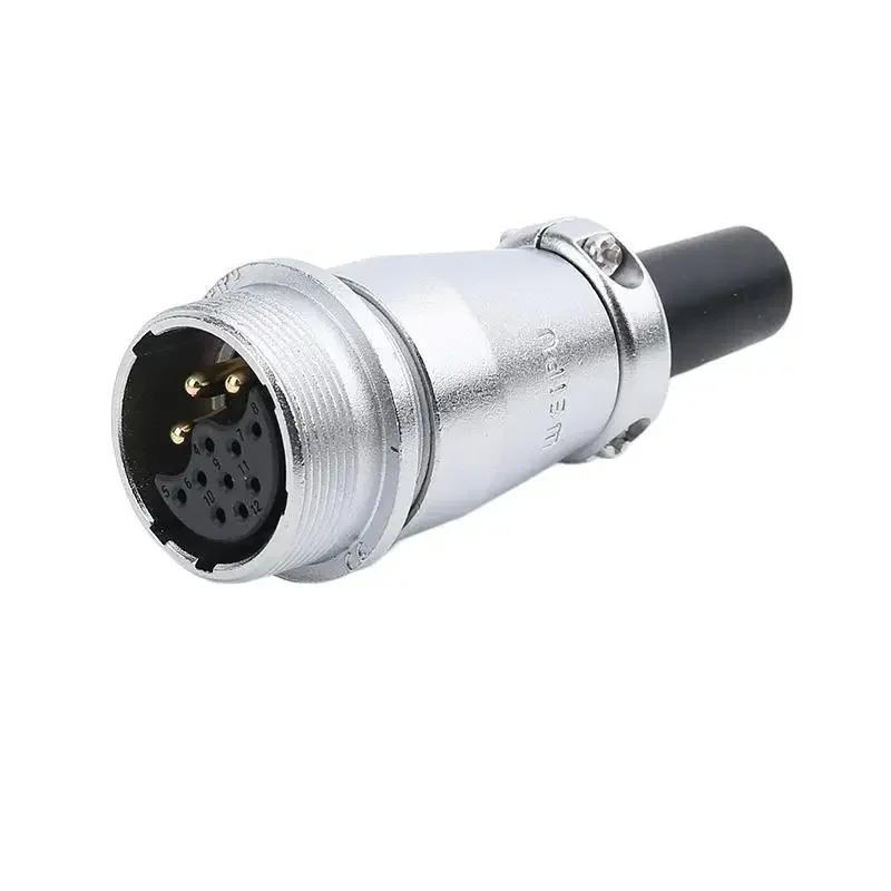 WEIPU WS24 TQ+ZQ WS24 Metal IP65 Waterproof Electrical Wire Cable Connector M24 2 3 4 9 10 12 19 Pin Industrial Outdoor Adapter