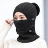Winter cold weather gear: knit neck warmer, fur hat, and balaclava