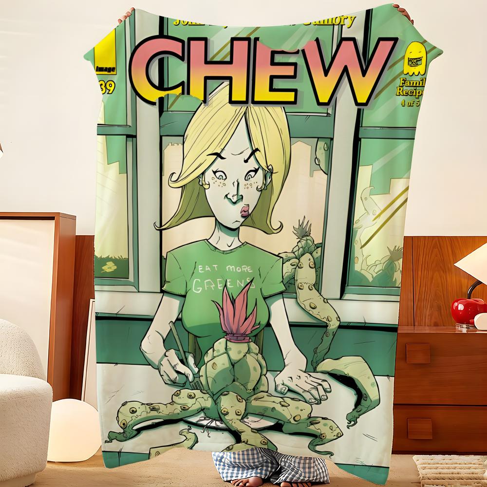 Комическая фланелевая плед-покрывало C-Chew Throw, легкое, уютное, прочное, моющееся, милое, классное