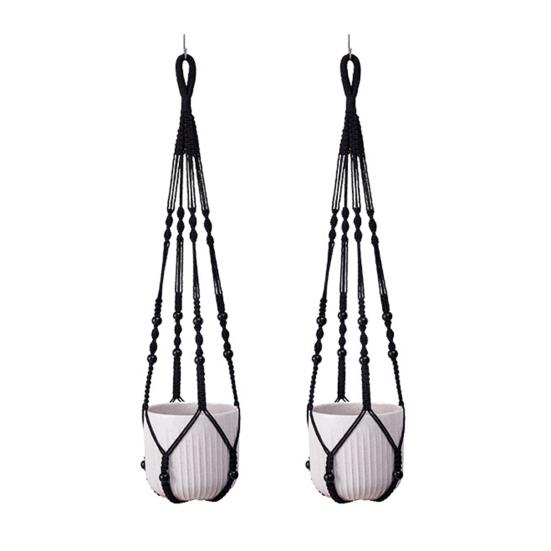 Макраме Подвеска для растений Бохо Подвесной держатель для кашпо Хлопковая веревка Подвеска для цветочного горшка для декора дома, патио, сада