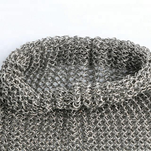 316 L Stainless Steel Metal Mesh Five Finger Glove for Kitchen Slicing Butcher Cutting Oyster Shucking Fish Fillet Spring Strap