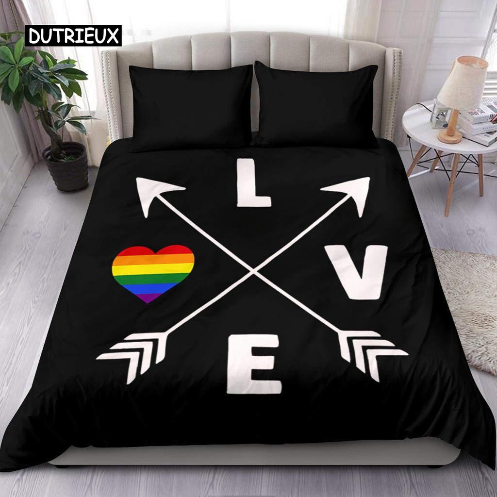 Пододеяльник с флагом гордости размера King Queen Rainbow Stripes Комплект постельного белья LGBT Pride из полиэстера для подростков, взрослых женщин и мужчин