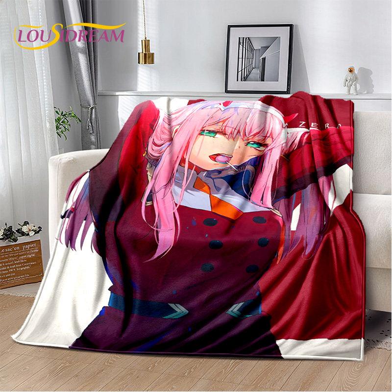Zero Two DARLING In The FRANXX Soft Plush Blanket,Flannel Blanket Throw Blanket for Living Room Bedroom Bed Sofa Picnic Cover 3D