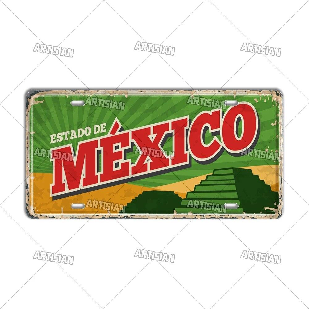 MEXICO License Plate City Metal Tin Plaque Car Metal Sign Wall Decor Garage Bar Pub Club Hotel Cafe Kitchen Home