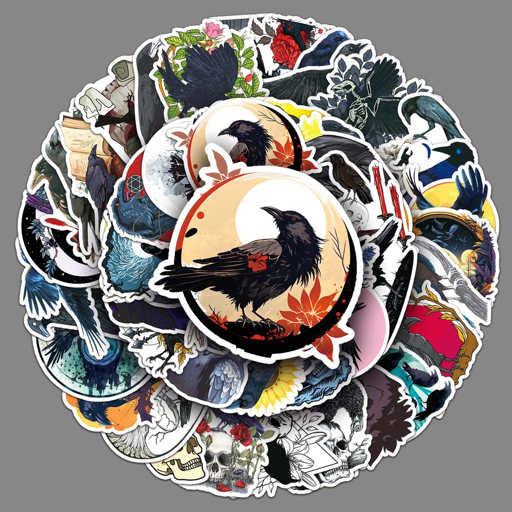50 Crow Doodle Personality Magic Witch Creative Decoration Mobile Case Suitcase Stickers Waterproof