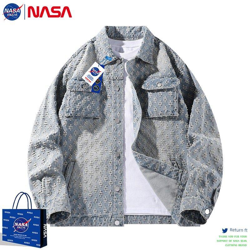 Модная джинсовая куртка в американском ретро-стиле от Nasa для мужчин, новая весенне-осенняя вязаная рубашка-куртка, стильная и крутая для женщин