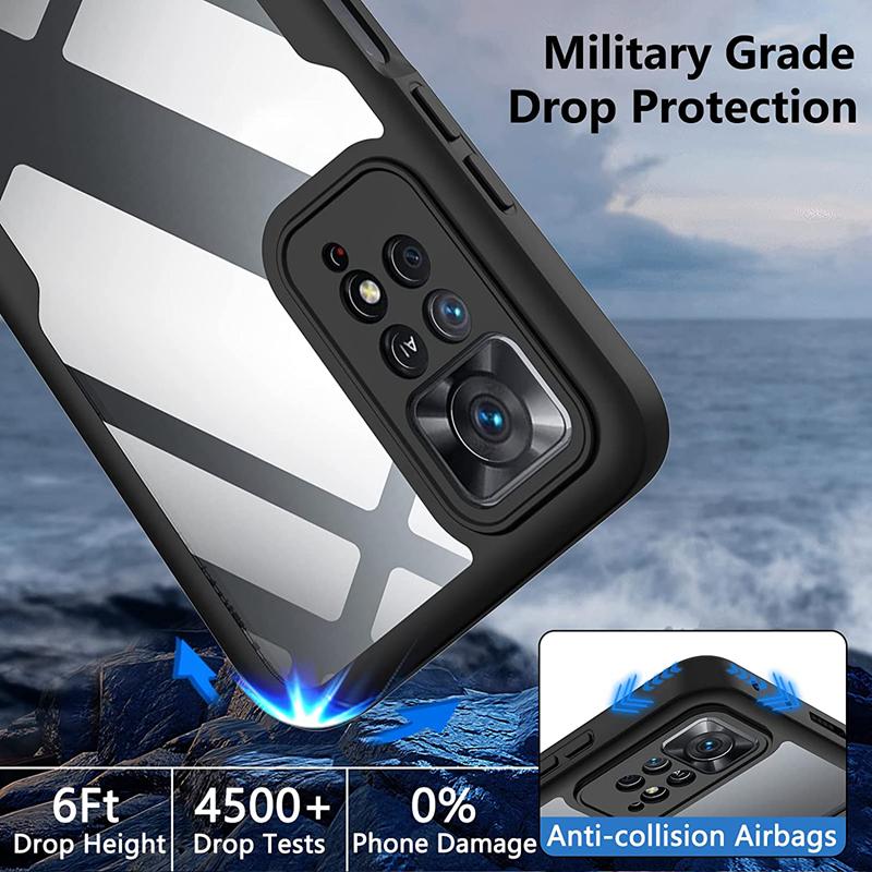 Двусторонний чехол для ПК с полной защитой на 360 градусов для XiaoMi Mi 11T RedMi Note 9s 9T 10 10S 11 11S Защитное стекло для экрана HD Прозрачная крышка для ПК спереди и сзади