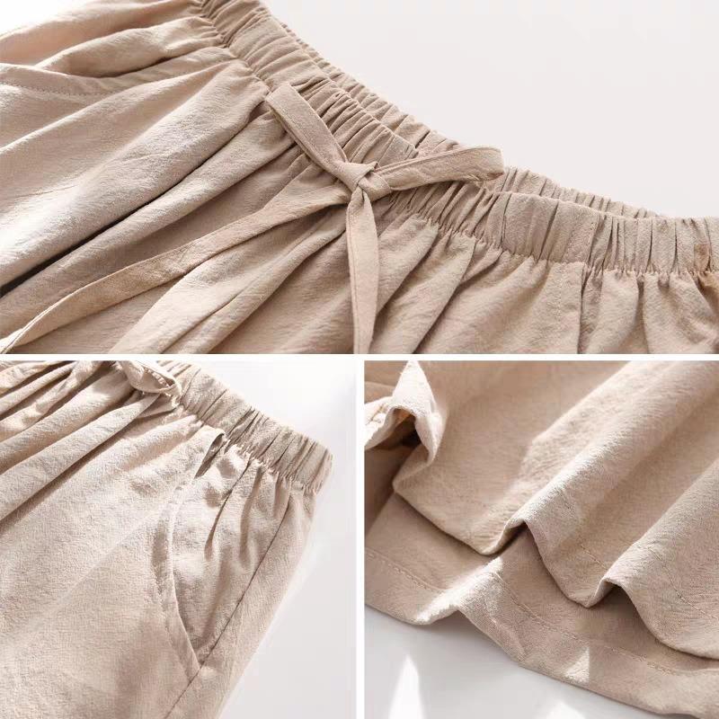 Spring and Summer New Cotton and Linen Shorts Women's Outer Wear Thin A- Shown Wide Leg High Waist Slimming Plus Size Loose Casual Shorts for Women