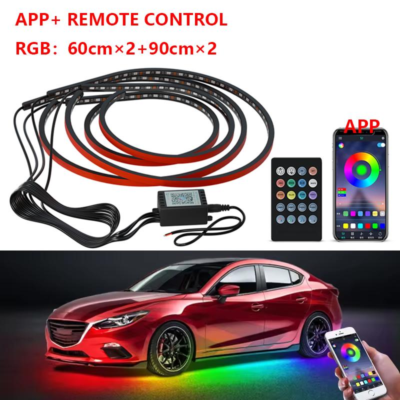 Car Flexible Underglow Strip Light LED Underbody Chassis Light APP Remote Control RGB Neon Auto Atmosphere Decoration Lamp