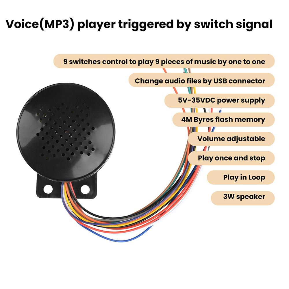 9 Way Trigger Audio Module Voice Prompter Device MP3 Player With Custom Voice Access Control Security Alarm Speaker Waterproof