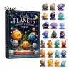 Astronomy Gift for Kids Space Advent Calendar, 24Pcs 2D Flat Acrylic Ornament Set with Planet Decorations Star Designs, Christmas Tree Hanging Decor,