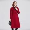 Fengxun Women's 100% Pure Wool Lapel Long Coat