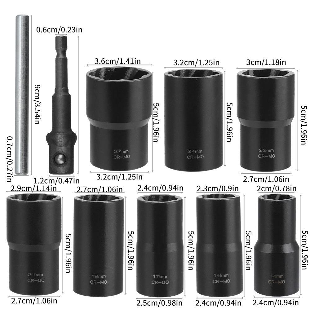 Набор для извлечения болтов, 10 инструментов для снятия гаек, набор для извлечения гаек болтов 12 дюймов,