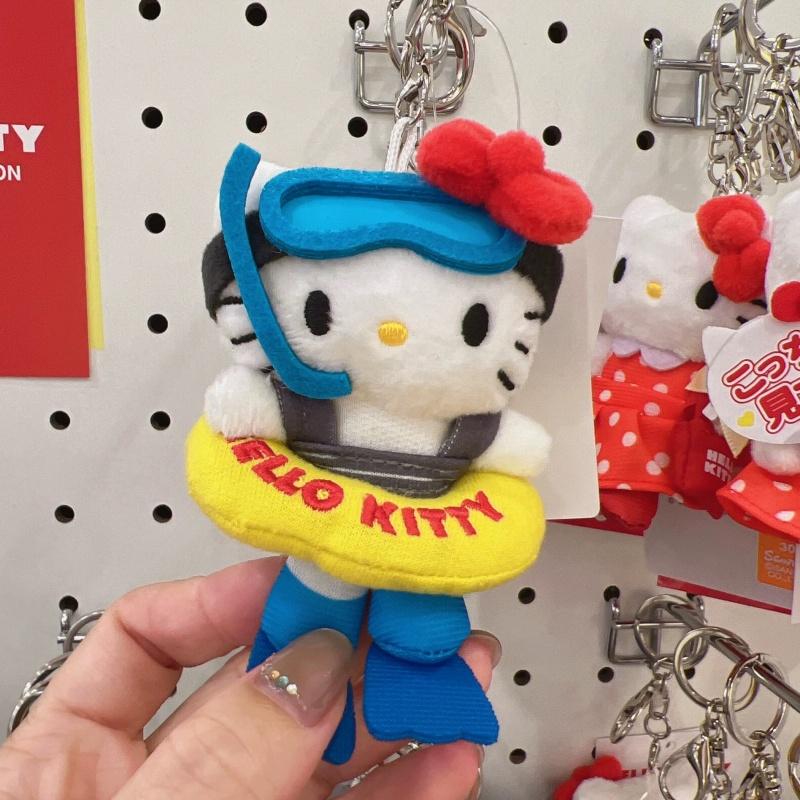 Sanrio Plush Keychain outdoor diving swimring series Cartoon Hello Kitty Plushies Toys Pendant Cute kuromi Doll Holiday gift