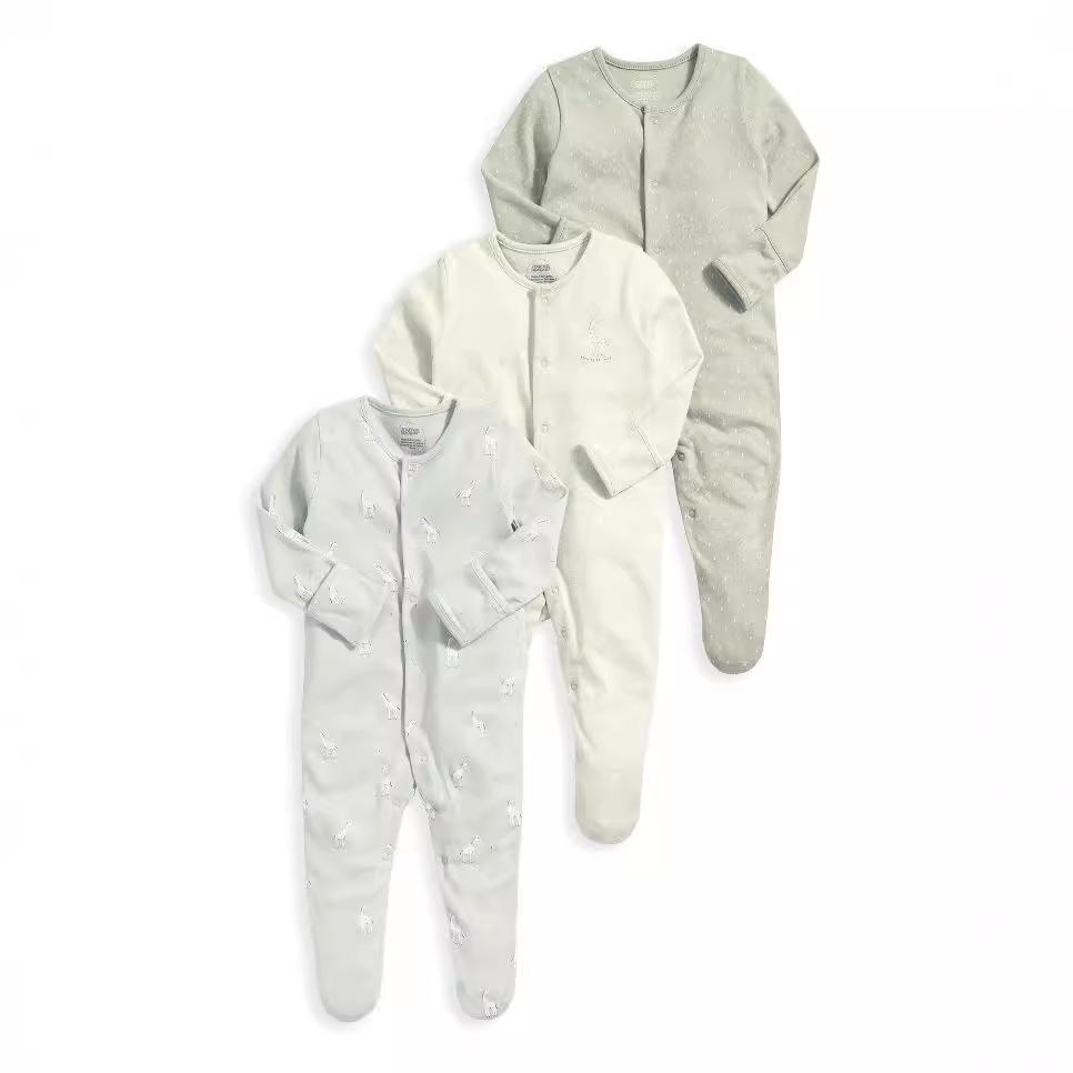 Детский комбинезон на весну и осень: Хлопковый ромпер-пижама с закрытыми ножками для новорожденных мальчиков и девочек