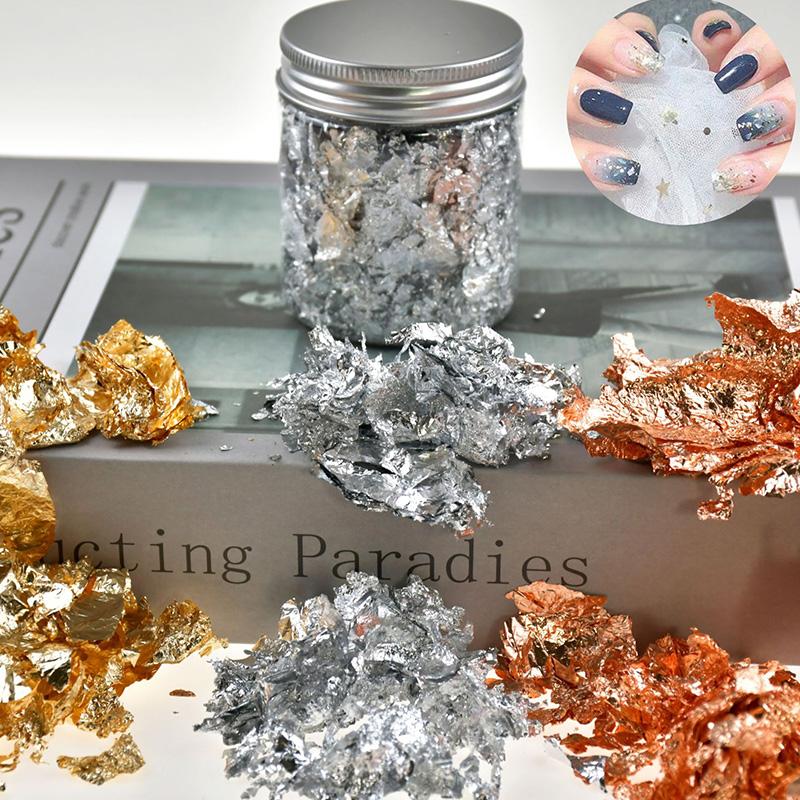 3g Decoration Party Supplies Gold Leaf Flakes Paiting Materials Confetti DIY Nail Art Gold Silver Foil Paper Decorating