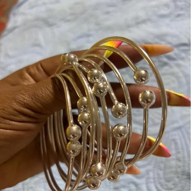 Винтажный хип-хоп индийский сферический браслет-манжета набор из 9 штабелируемых браслетов