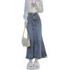 Fishtail Denim Skirt Female Summer Models Pear-shaped Cover Meat High-waisted Thin Package Hip Mid-length Skirt Burlap A-line Half-body Skirt Skirt