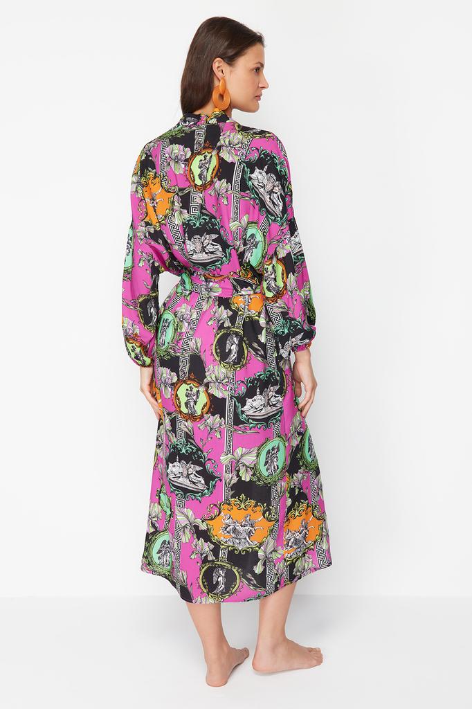 Женская мода, новое кимоно и кафтан с абстрактным рисунком и поясом, макси-тканое кимоно-кафтан из 100% хлопка