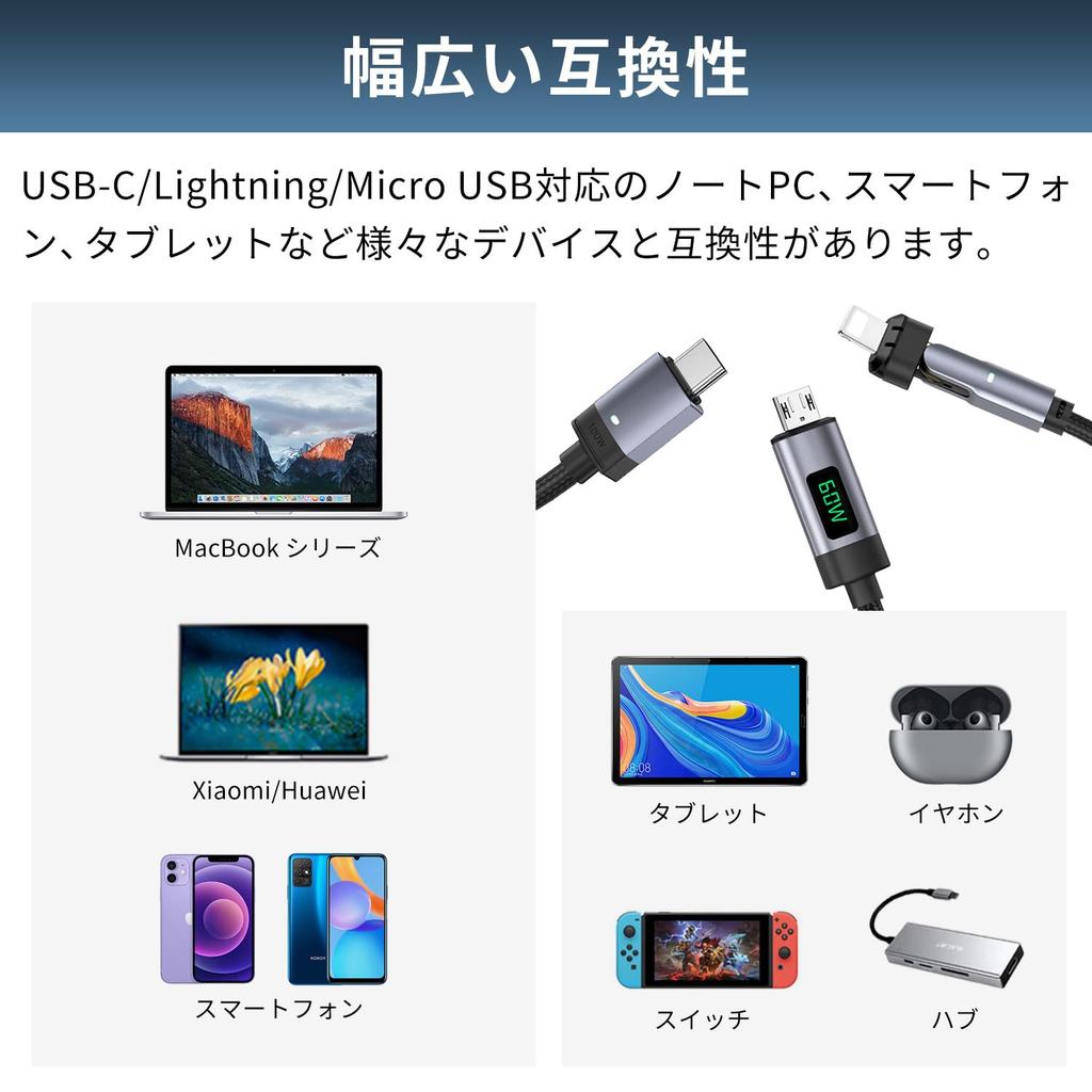 MSL японская малая и является к Lightning 27W PD 480Mbps Магнитный кабель с вращающимся на 360 градусов Lightning FORCE, средний бизнес, Type-C f67/f68