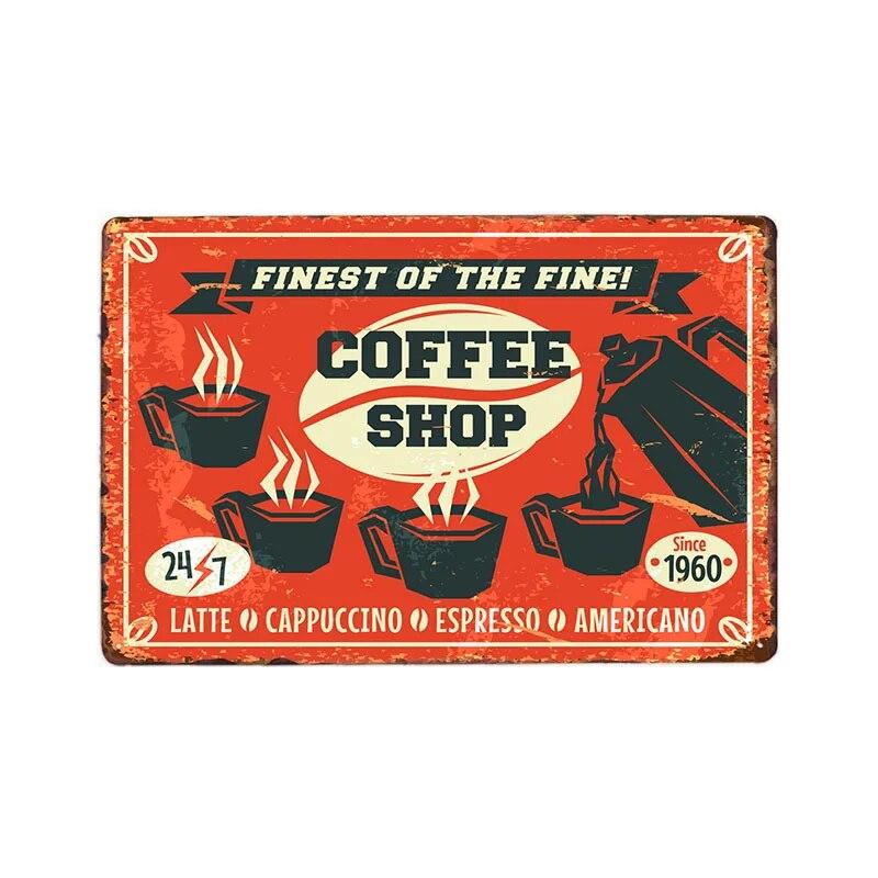 Retro Metal Coffee Tin Signs Cafe Shop Plaque Vintage Bar Pub Wall Decorative Poster Home Decor 20x30cm