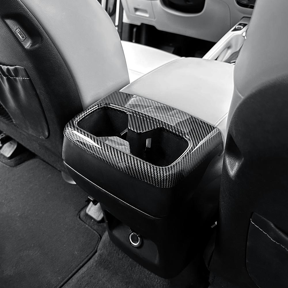 For Kia Telluride 2020-2025 Carbon Fiber Style ABS Rear Passenger Seat Water Cup Holder Frame Cover Trim Accessories LHD/RHD