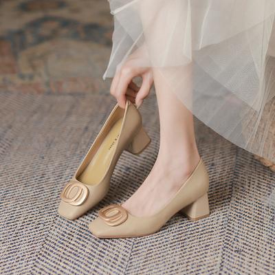 Нежный темперамент бабушкины туфли корейские новые туфли на толстом каблуке женские квадратные носки модные туфли-лодочки для поездок на работу женские