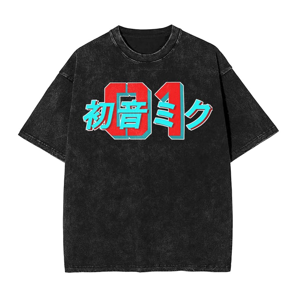 2026 Hot Sale Summer Japanese Anime Hatsune Miku Vintage Washed T Shirt Men Women Oversized Streetwear Graphic Tees Casual Cotton Tops Short Sleeve