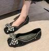 2024 Весна Женские Элегантные Балетки с Квадратным Носком и Блестками Каваи Дизайнерские Роскошные Мэри Джейн Женская Обувь Туфли для Вечеринки