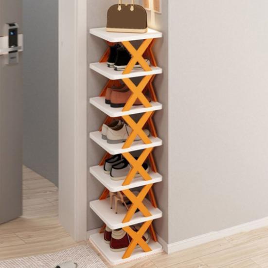 Органайзер для хранения обуви. Многослойный дизайн. Прочная несущая способность. Отличная устойчивость. Легко устанавливается. Съемная вертикальная полка для обуви.