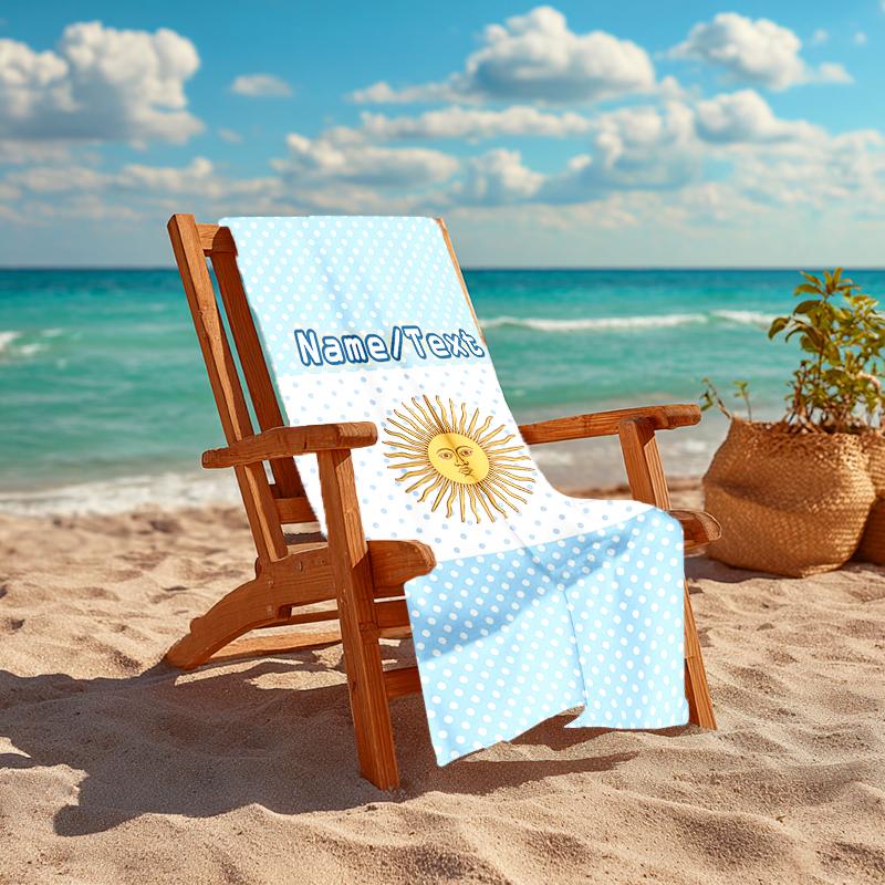 1PC Custom Name Argentine Flag Beach Towel Highly Absorbent And Sand-Resistant Towel for Swimming, Pool, Yoga, And Travel Lightweight