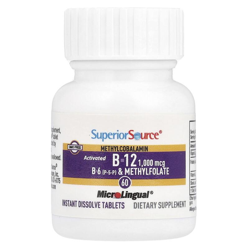 Activated B-12, Methylcobalamin, B-6 (P-5-P) & Methylfolate, 60 MicroLingual® Instant Dissolve Tablets