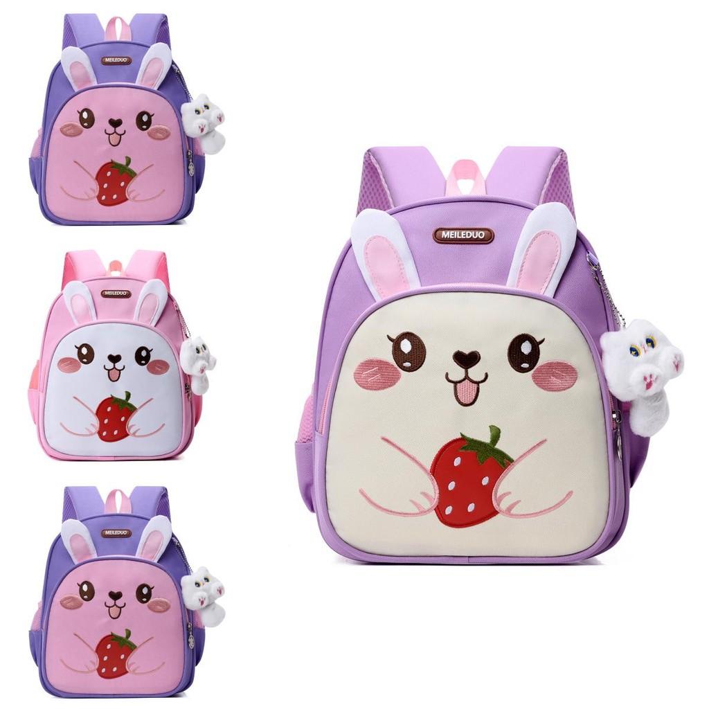 Children School Backpack With Oxford Material And Rabbit Car Pattern For Kids