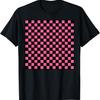 Black Hot Pink Checkerboard Pattern Checkered Gingham Check T-Shirt