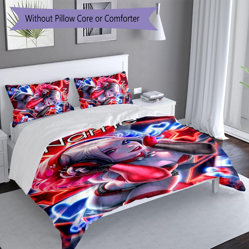 3pcs Custom Name Harley Quinn Set,Includes 1 Duvet Cover and 2 Pillowcases,All-season Bedroom Decor