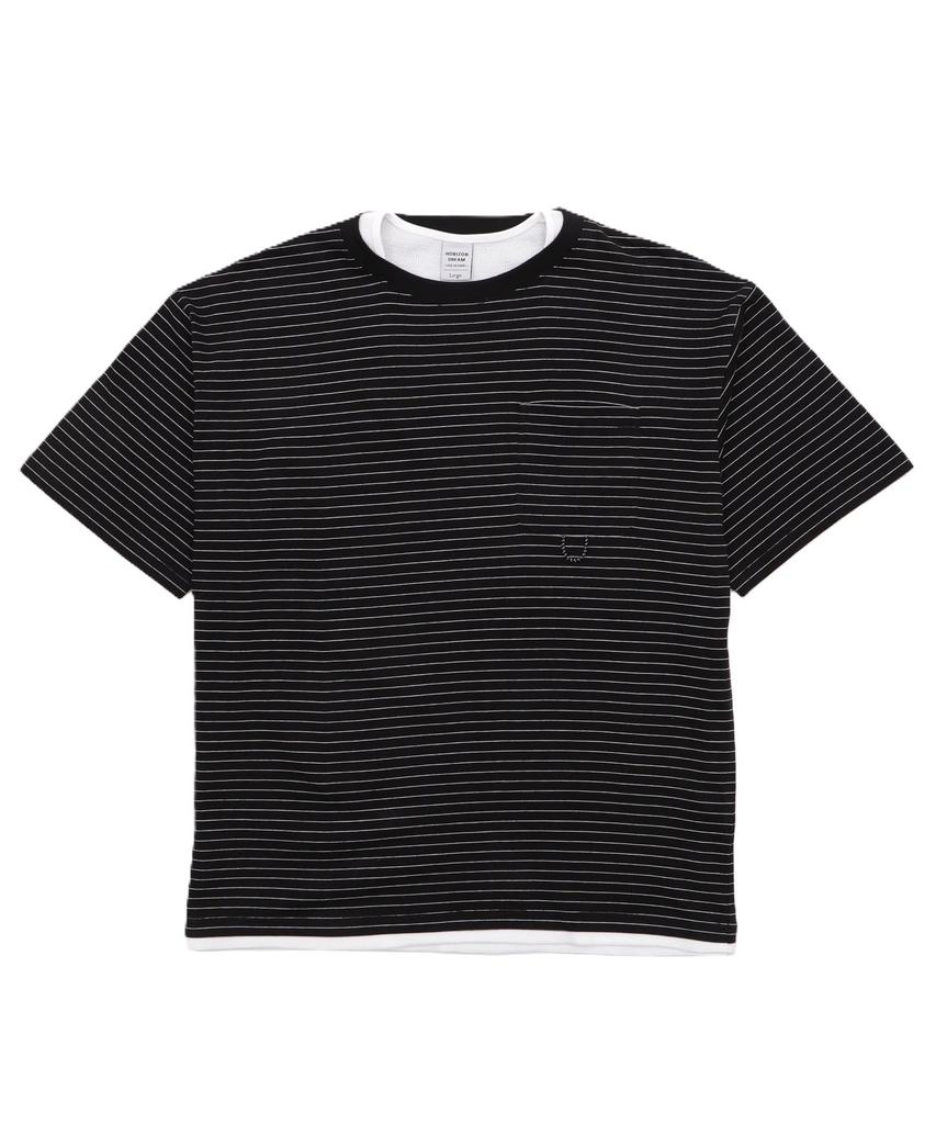 WEGO Short Sleeve Micro Border Waffle Faux Summer Size Black Men's T-Shirt, Top, Clothes, L,
