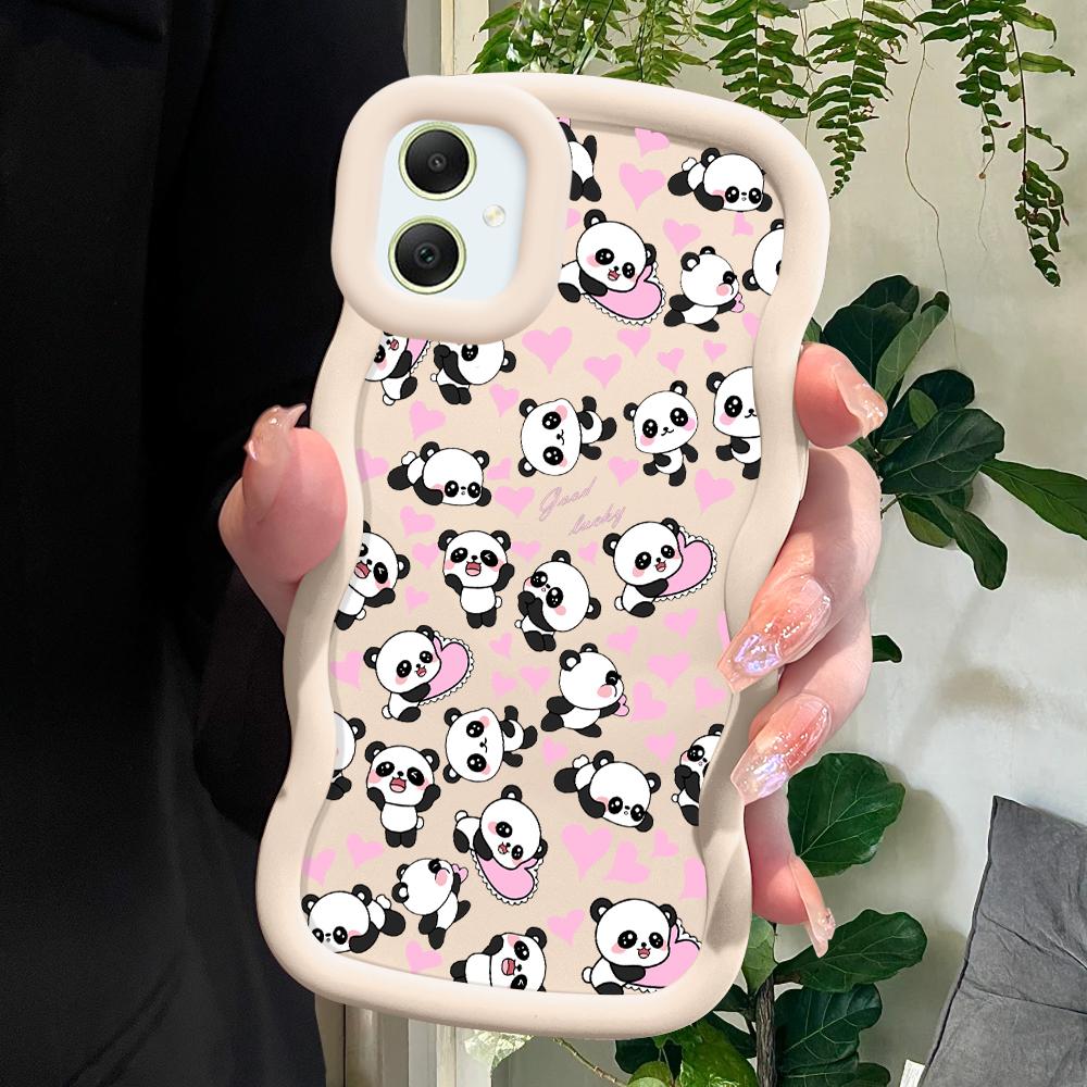 Cute Panda Soft Phone Cover for Samsung Galaxy A52 A73 A12 A11 S24 Ultra 5G S23 S22 S21 S20 FE Wave Edge Shockproof Protective Rubber Case